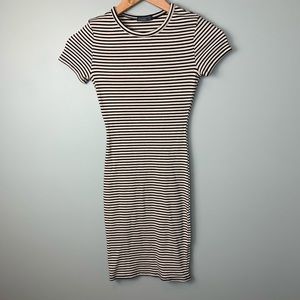Striped ribbed bodycon dress